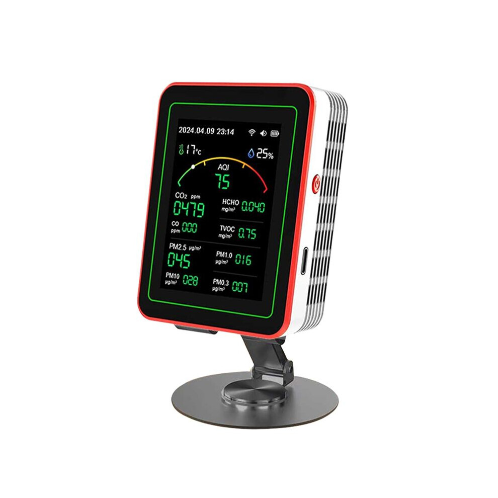 Istovo 15-In-1 Tuya Wifi Rechargeable Household Digital Air Quality Detector Co2/Co/Tvoc/Hcho/Pm2.5/Temp/Humi For Home B