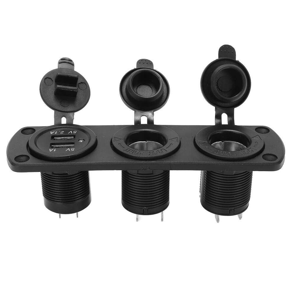 Waterproof Car Usb Charger 3 Hole 2.1A Dual Port 150X43mm Black 5041376857862