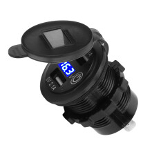 Doppel-USB-Autoladegerät 12-24V Schnellladung Voltage Display Schwarz