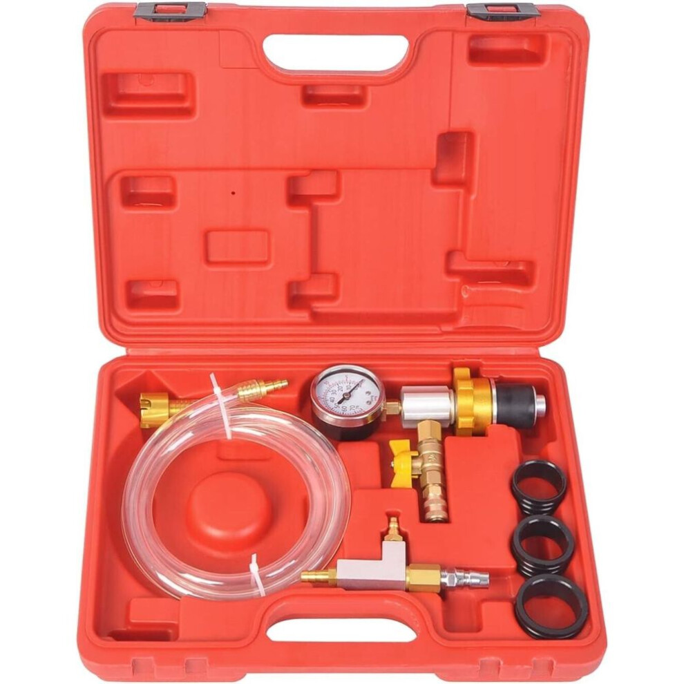 Vacuum Type Coolant Filling Tool Kit, Cooling System Vacuum Purge & Refill Kit With Accurate Measurement Vacuum Gauge, Universal Conical Rubber 9358999846811
