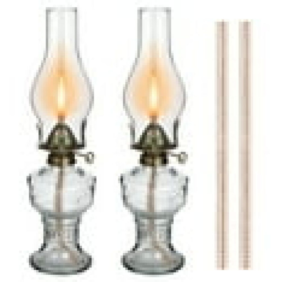 Hurricane Or Power Outage Lighting Lantern, Easy To Use Vintage Glass Chamber Oil Lamp, Rustic Oil Lamp With Flame Regulator, Transparent Glass 9433291543054
