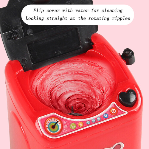 Mini Washing Machine Toy for Kids, Automatic Cleaning Waterproof Educational Playset with Interactive Switch Operation, Simulation Function Water 2