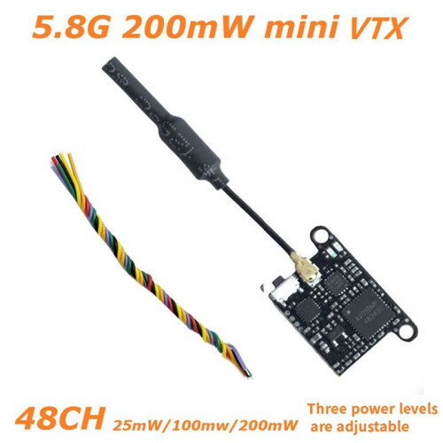 5.8G 200mW VTX 48CH Analog Video Transmitter Adjustable Power VTX for FPV RC Drone 1
