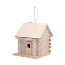Hölzernes Vogelhäuschen Hängehütte aus Baumstämmen 17x17x18cm für Außen- und Innendekoration