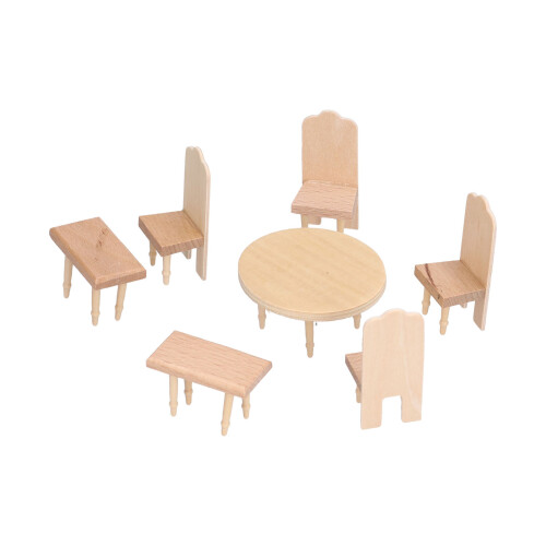 Ξύλινο τραπέζι για αξεσουάρ κούκλας, 1:12Scale στρογγυλό τραπέζι τραπεζιού σαλονιού 2