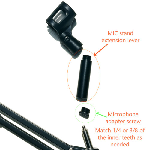 Support de micro de table réglable amélioré 5/8'' femelle-noir B 2