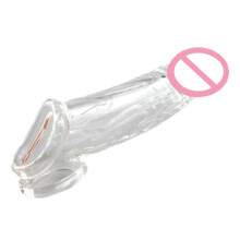 Extensor de pênis para homens, capa de silicone com textura realista e design à prova d'água, bainha de suporte duplo para casais.