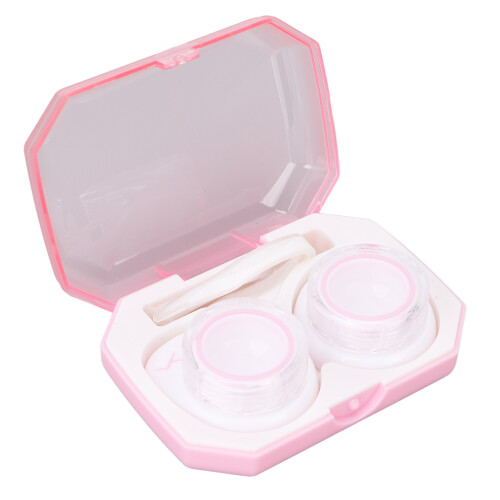 Compact Lens Case with Mirror, Solution Bottle Portable Travel Sealed Case Contact Lens Case, Durable Plastic Tweezers Remover Tool, Multi-function 2