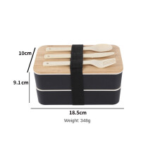 (Double layer black model) Double layer microwaveable lunch box