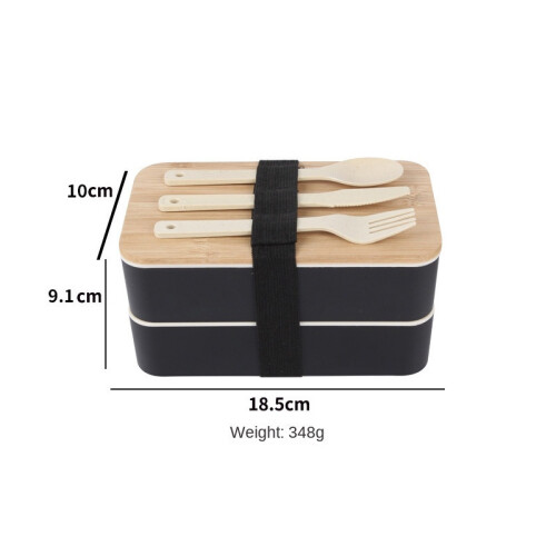 (Double layer black model) Double layer microwaveable lunch box