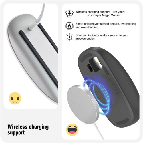 Mouse Charger for Magic Mouse 2 USB C Wireless Charging Support Ergonomic Grip&Mouse Base for Magic Mouse 2 Black 2