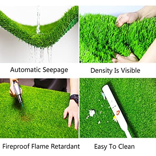 Artificial Grass Rug with Soft Realistic Texture, Cuttable Plastic Backed Fake Grass Carpet 0.8x2m 1
