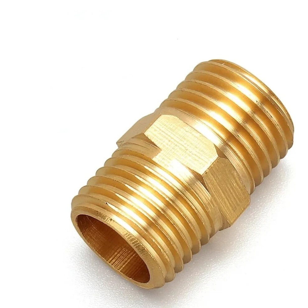 Brass Pipe Fitting Bspt To Npt Hex Nipple Adapter Reducer Connector For Plumbing, 5 Pcs 9187378513873
