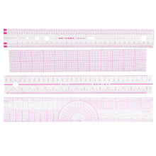 Sewing Ruler Set for Precision Design, Metric Sewing Ruler with High Accuracy Scale and Clear Body, Transparent Ruler with Grid Design for Pattern