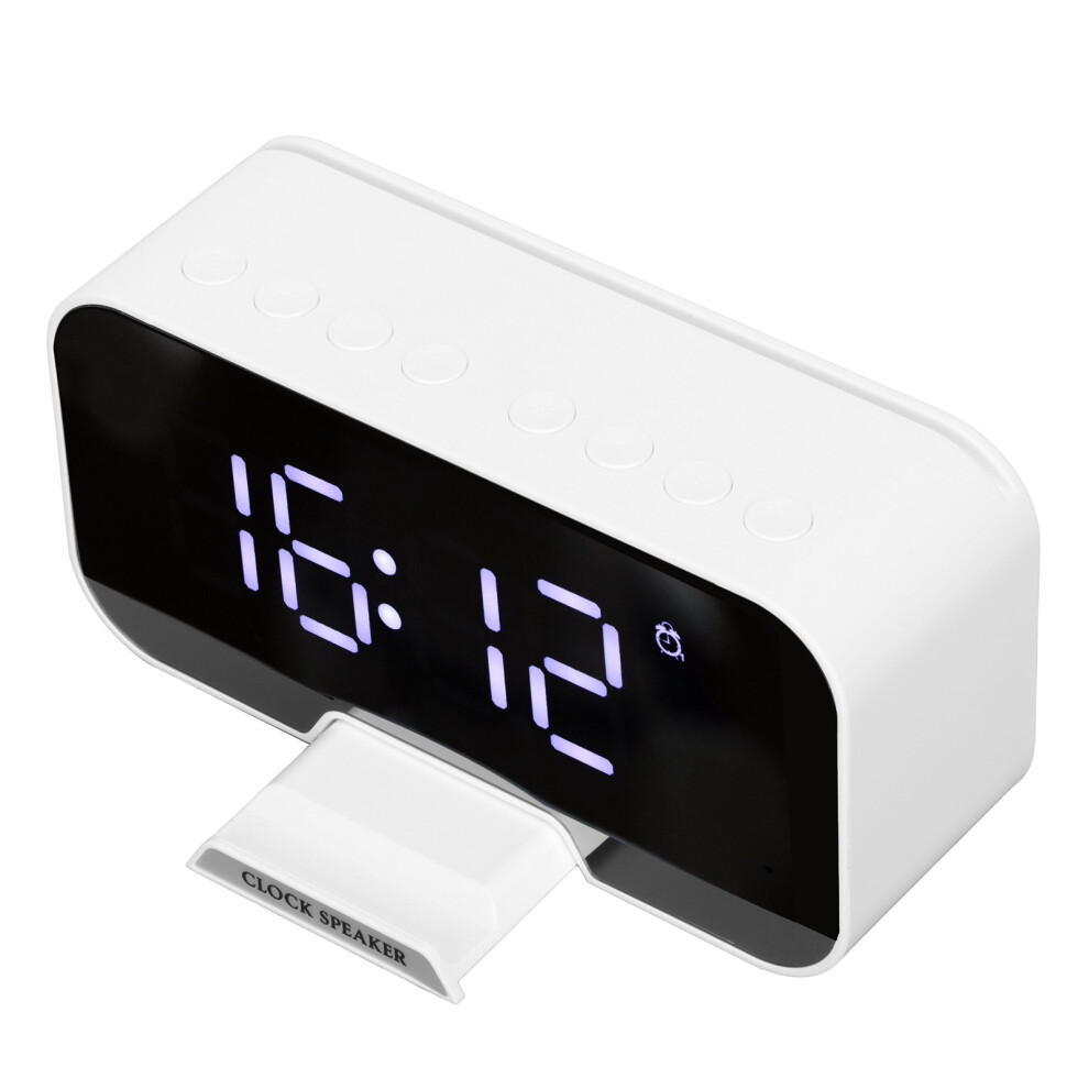 D-88 Portable Bluetooth Clock Speaker With Dual Alarm, 1400Mah, White 7901376887857