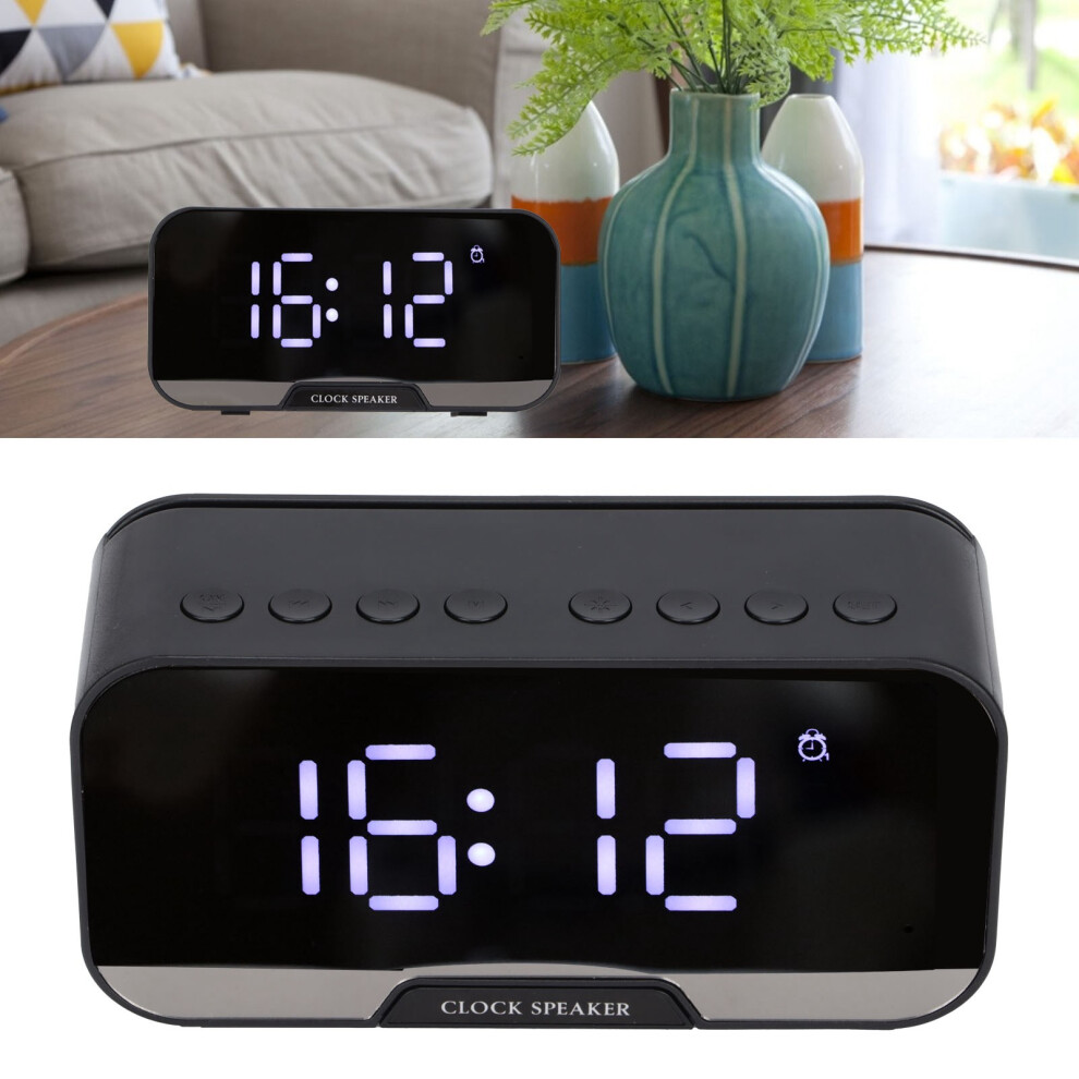 D-88 Bluetooth Speaker With Mirror Design Dual Alarms & Temp Black 4631376888013