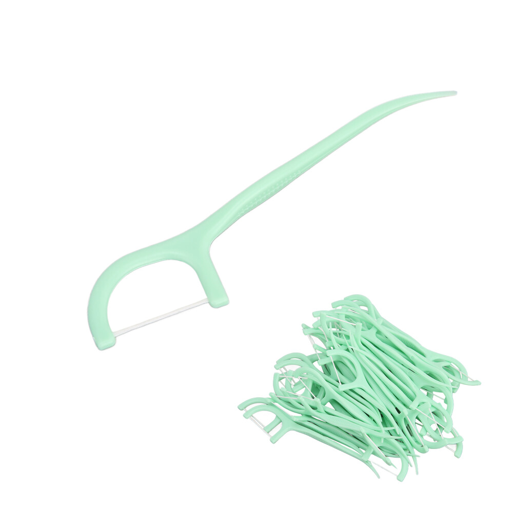 50pcs Dental Floss Picks Thin Thread for Plaque Removal & Teeth Cleaning
