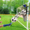 Football Goal Training Net Foldable Alloy Frame Portable Soccer Practice Polyester Mesh Fixed Gate 4