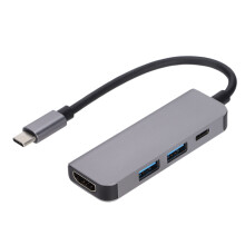 Hub USB din aluminiu cu compatibilitate largă, adaptor multiport pentru dispozitive USB-C, suportă transfer rapid și fiabil de date, ieșire video