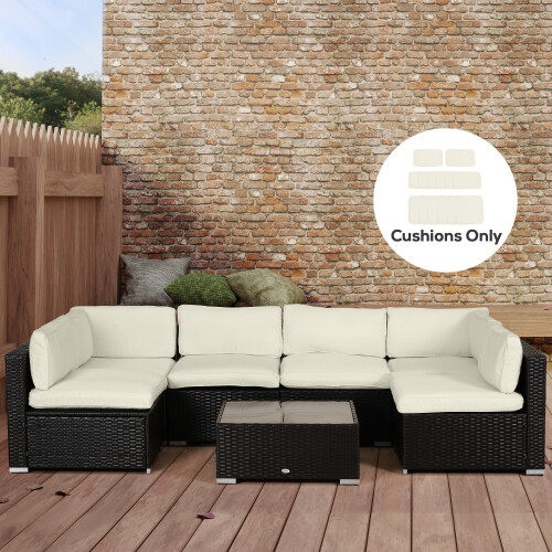 Outsunny Outsunny Garden Rattan Sofa Set Polyester Cover Replacement No Cushion Cream