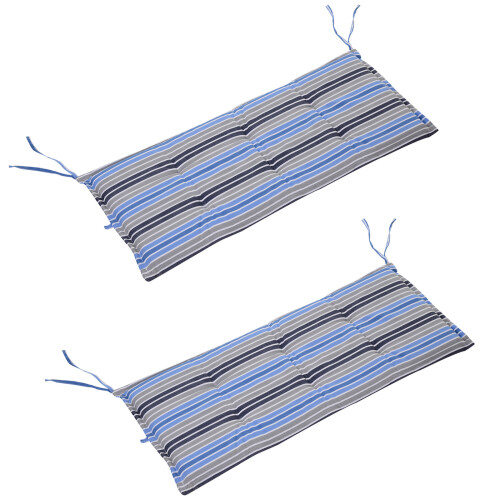 Outsunny Outsunny 2 Pieces Replacement Cushions for Garden Bench, with Strips, Blue 1