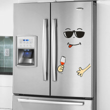 (C) Fridge Sticker Home Decoration Cartoon Fridge Sticker Sunglasses Fridge Sticker Happy Delicious Face Kitchen Fridge Wall Stickers Art