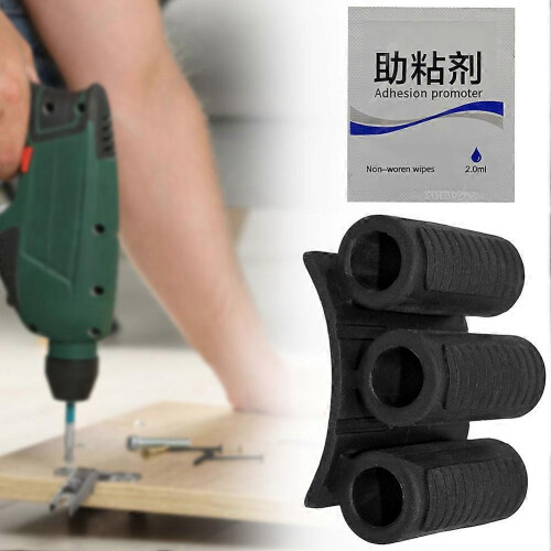 (Black with adhesive) 3 Holes Screwdriver Bit Holder Multipurpose Rubber Screwdriver Bit Holder for Tool Organization & Workshop Efficiency 1