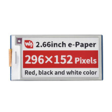 Waveshare 2.66inch E-Paper Display Module for Raspberry Pi , 296x152 Resolution Tri-Color (Red, Black, White), SPI Interface