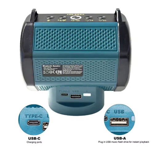 Speaker for  18-20V Battery with USB Type-C Port Charge Player Loudspeaker Amplifier 2