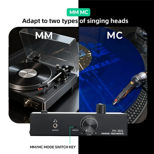 COKYIS Record Player Amplifier for mm/MC Cartridges, Three-Frequency Adjustment,Five-Pin XLR Input and Output Amplifier EU PLUG 2