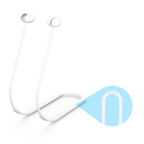 Sangle pour écouteurs, câble de cou suspendu, lanière-Blanc