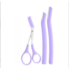 Navalha curva para sobrancelhas com pente, aparador de pelos faciais em aço inoxidável antiderrapante com cabo ergonômico para um design seguro e