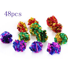 48Pieces Cats Ball Toys Colorful Teaser Balls Pet Cats Dog-Gold