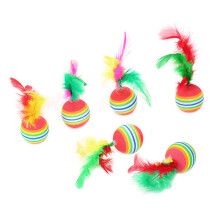 5PCS Fun Cats Teaser Toys Cats Interactive Ball Toys with-White