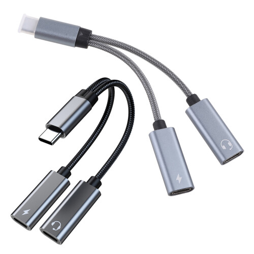 2-in-1 Dual Type C naar Type C-adapter-Zwart 1
