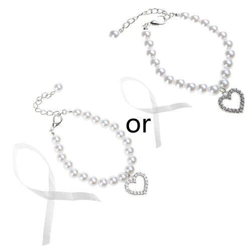 Collier pour chien de compagnie collier de perles pour-Blanc S