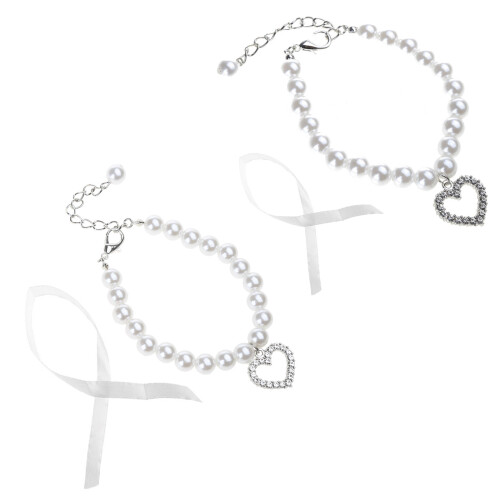 Collier pour chien de compagnie collier de perles pour-Blanc S 1