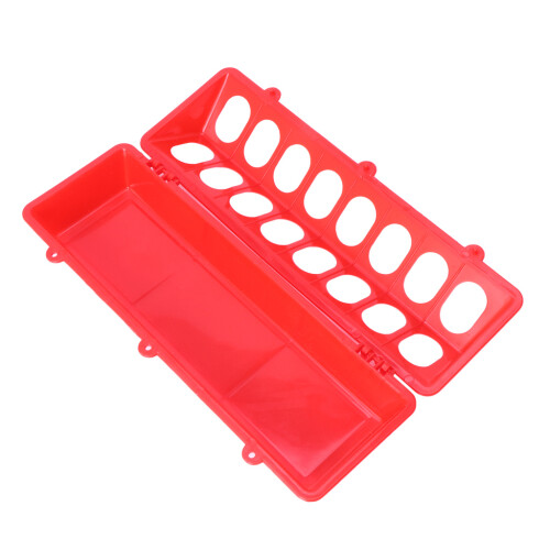Small Chicken Feeder Bird Feeding Trough Plastic Flip-Top-Red S 1