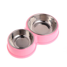 2 in 1 Pet Tableware Dog Water Food Bowl Water Dispenser-Pink