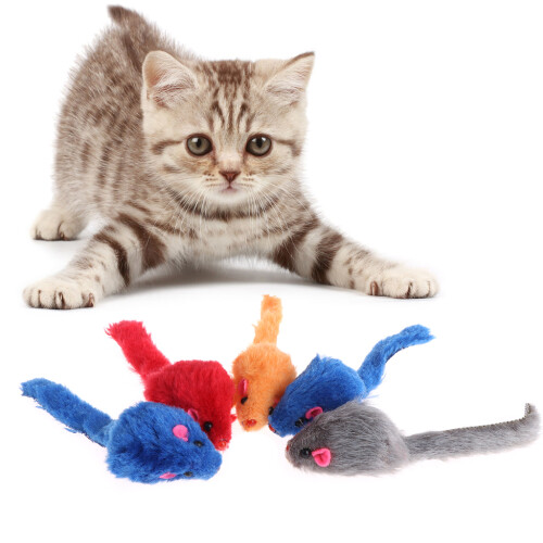 Interactive Mice Toys Cats Bright Colors Rattle Mouse Play-Catch 1