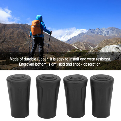 4pcs Hiking Pole Rubber Tips 12mm Hole Diameter Trekking Pole Replacement Tips 2