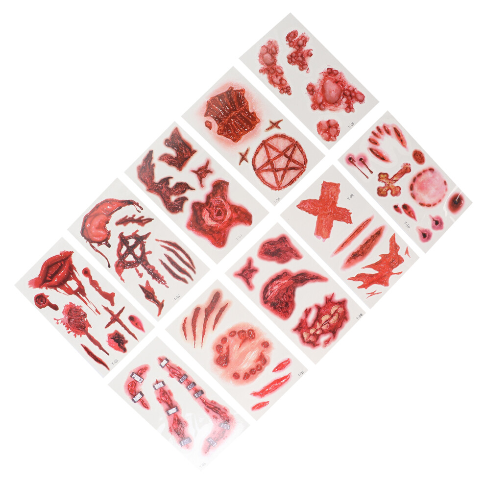 Waterproof Halloween Makeup Stickers: 3D Scary Scar Tattoos Set