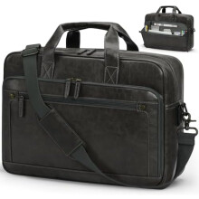 (Grau) RAINSMORE Vintage Leather Messenger Bag for Men, 16 Inch Laptop Briefcase, Waterproof Work Bag, Shoulder Bag for Office, Business, Travel