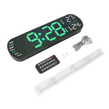 Sveglia digitale a LED, orologio da parete digitale con telecomando dotato di 8 colori fissi e luce notturna RGB dinamica, doppia sveglia con formato