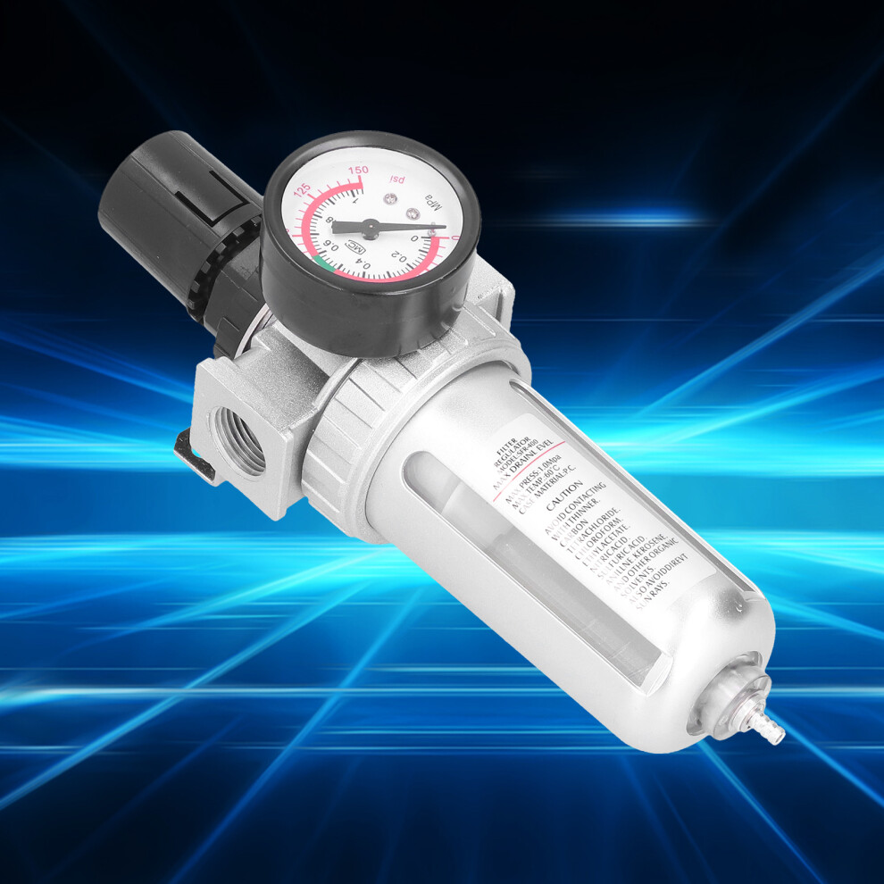 Compressed Air Filter Regulator Combo With Gauge, Aluminum Alloy, Pt1/2, 0.05-0.8Mpa 8761376914040