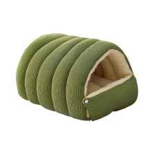 (M, Green) Enclosed Cat Cave Warm Pet House Super Soft Plush Kittens Beds for Small Medium Pet