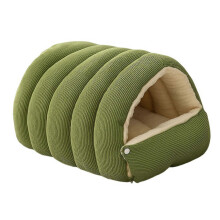 (L, Green) Enclosed Cat Cave Warm Pet House Super Soft Plush Kittens Beds for Small Medium Pet