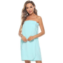 (Blau, S-M) Knuffnee Damen Bademantel Frottee Sauna kilt Saunatuch Saunakilt mit Tasche und Klettverschluss