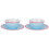 Stylish Outdoor Dining Collection, Melamine Dinnerware Set with Pale Blue Grid Pattern 1