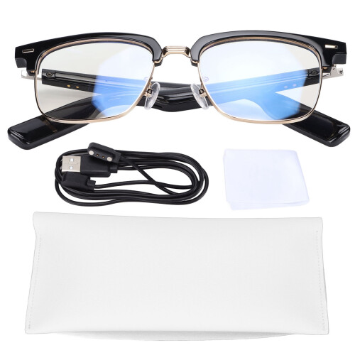 Wireless Smart Glasses With Large Screen Compatibility Open Ear Headphones Waterproof Frame Touch Controls For Virtual Assistant